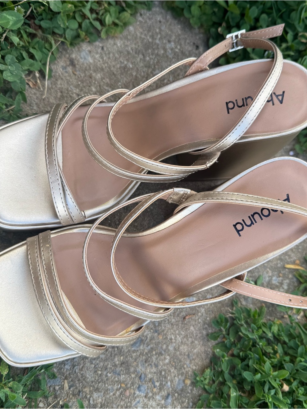 Nordstrom Metallic Gold Strappy Slingback Heels
